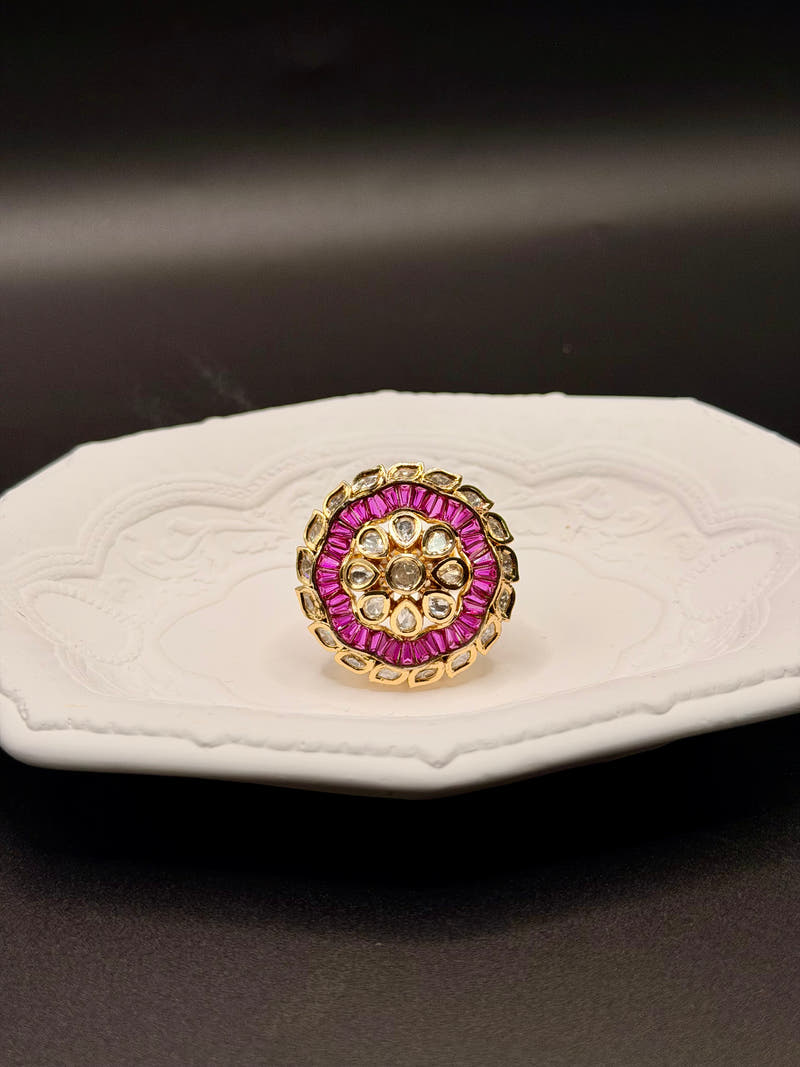 Ruby Bloom Polki Ring - Image 1