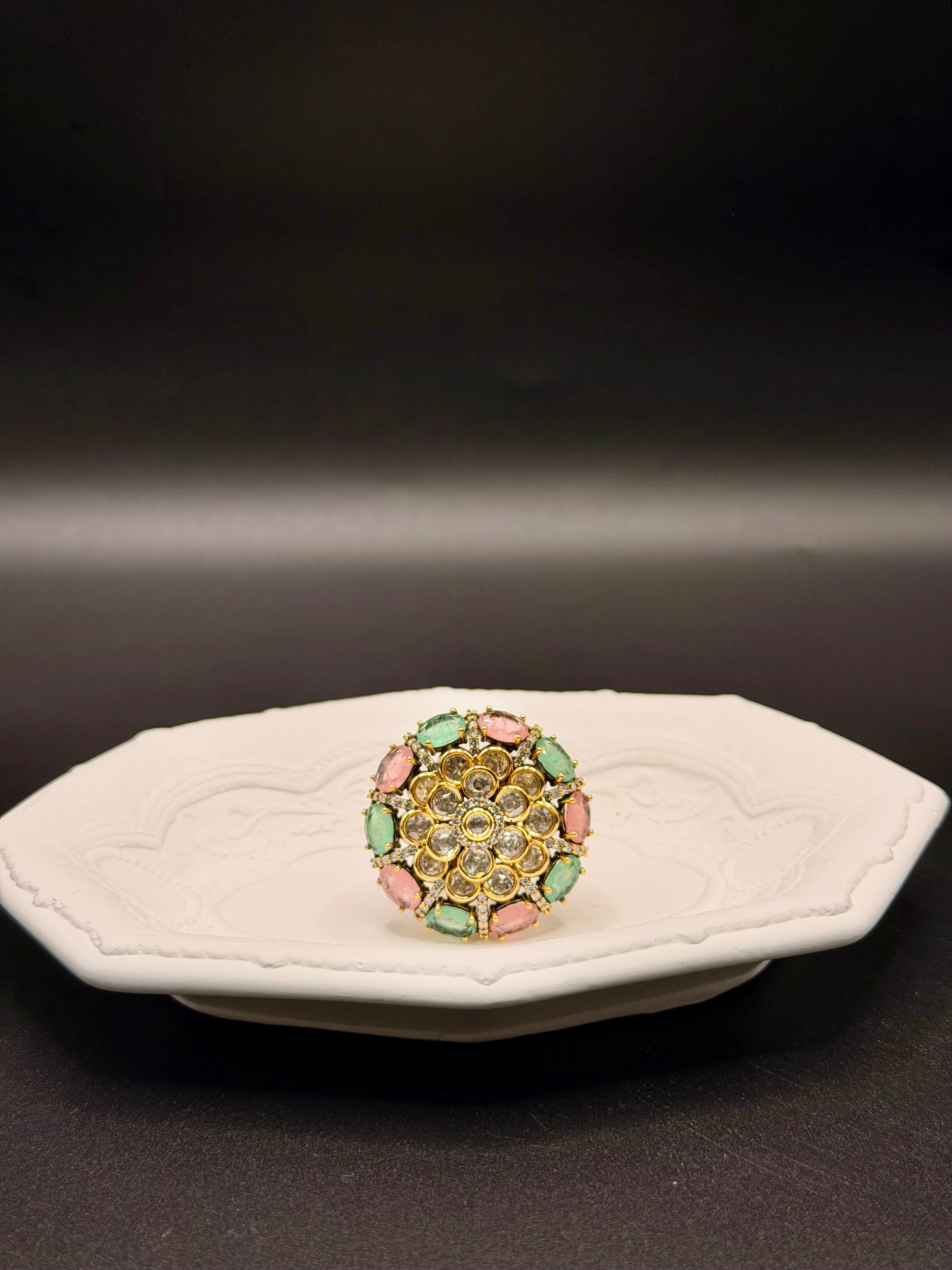 Garden Polki Cocktail Ring - Image 1