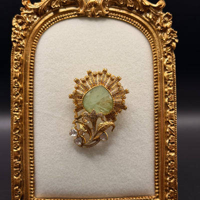 Peacock Feather Emerald Brooch