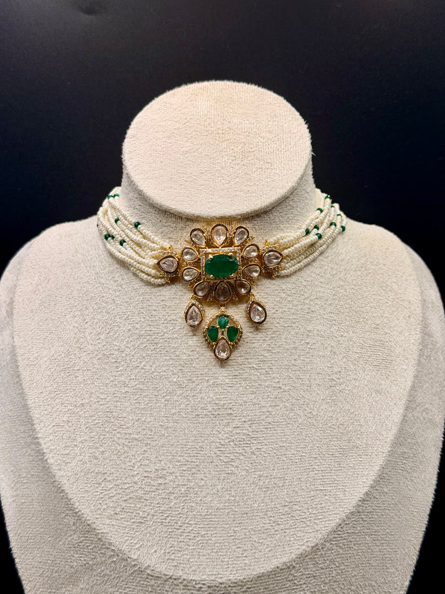 Emerald Pearl Polki Set