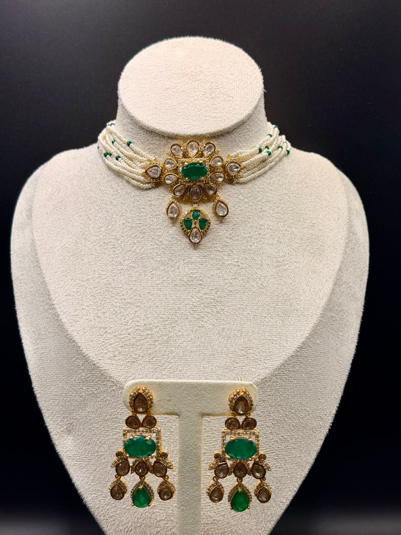 Emerald Pearl Polki Set - Image 2