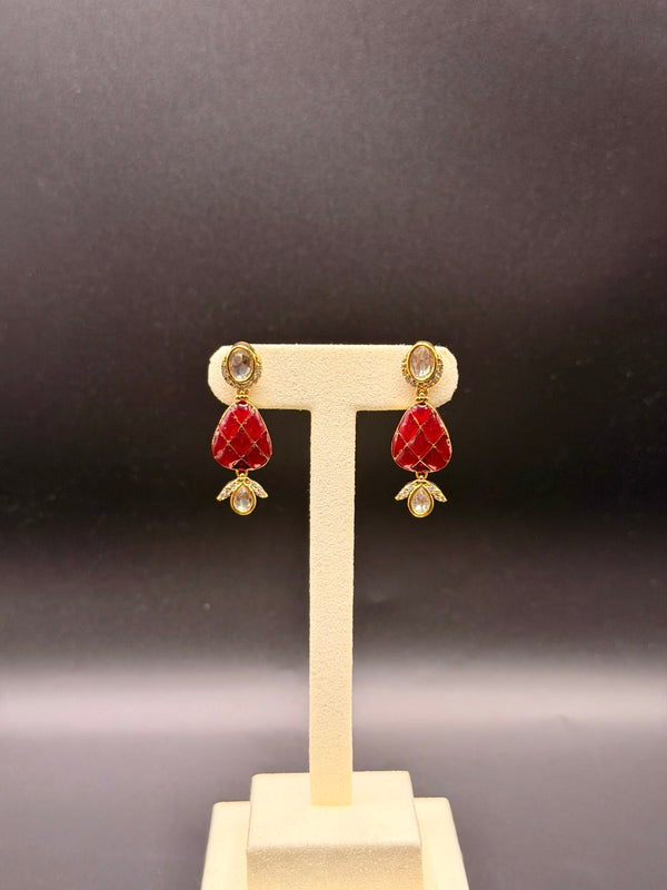 Maroon Meena Polki Choker Set