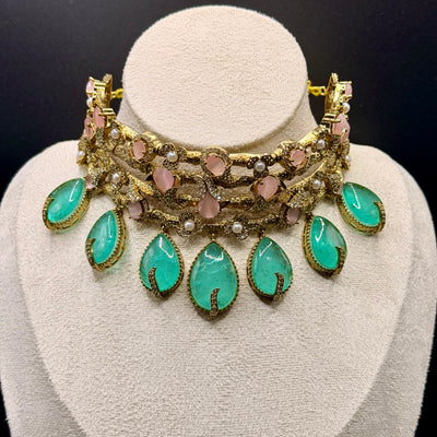 Emerald Drop Choker Set