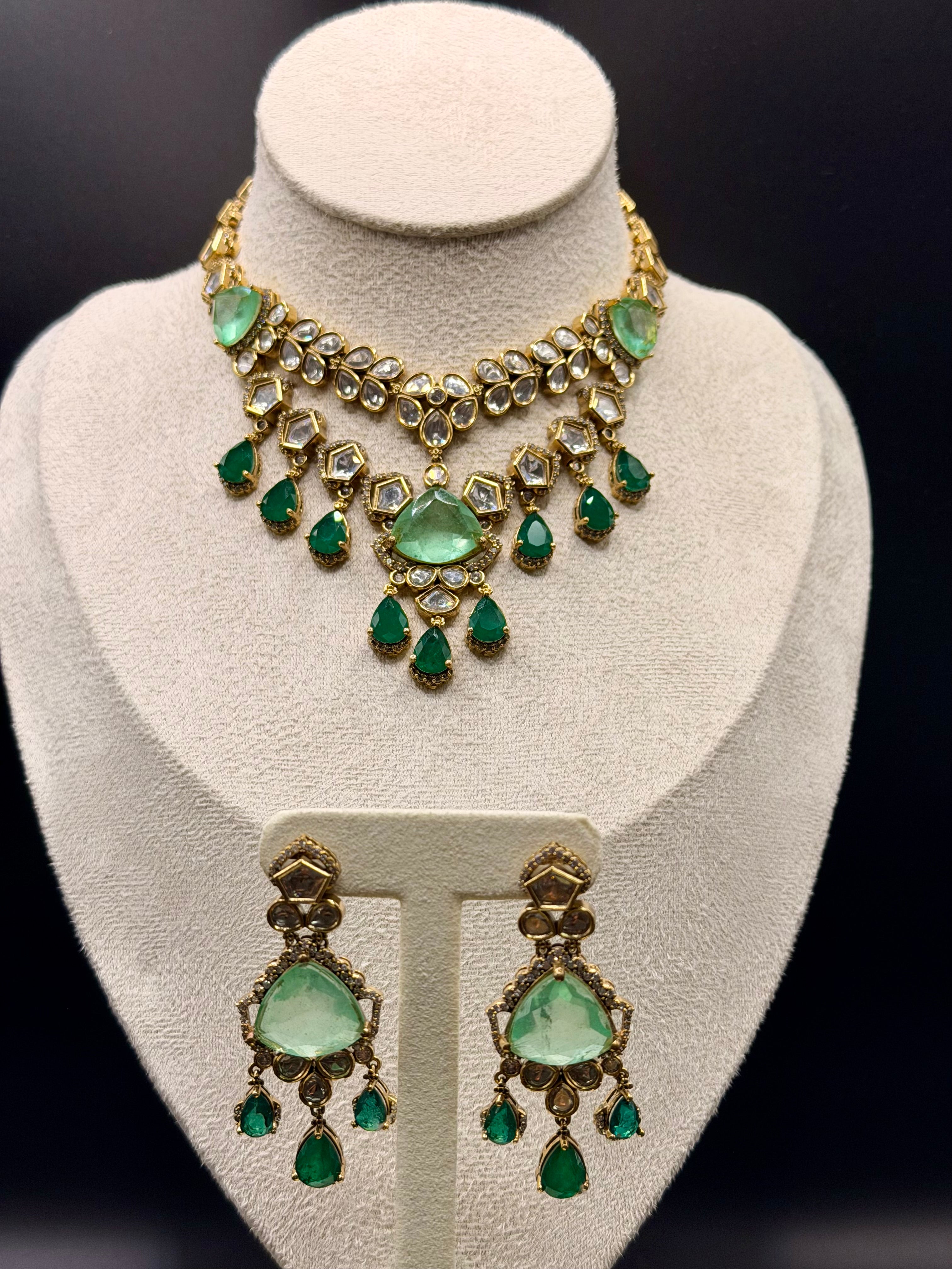 Mint Emerald Polki Set - Image 2