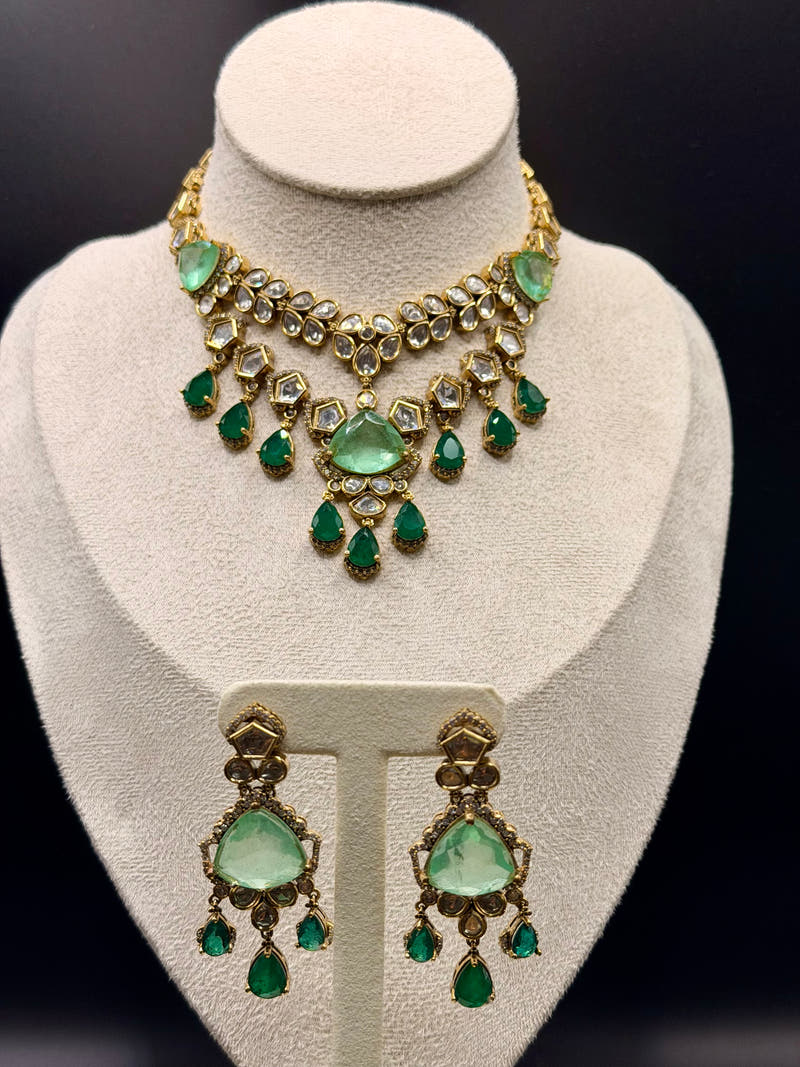 Mint Emerald Polki Set - Image 2