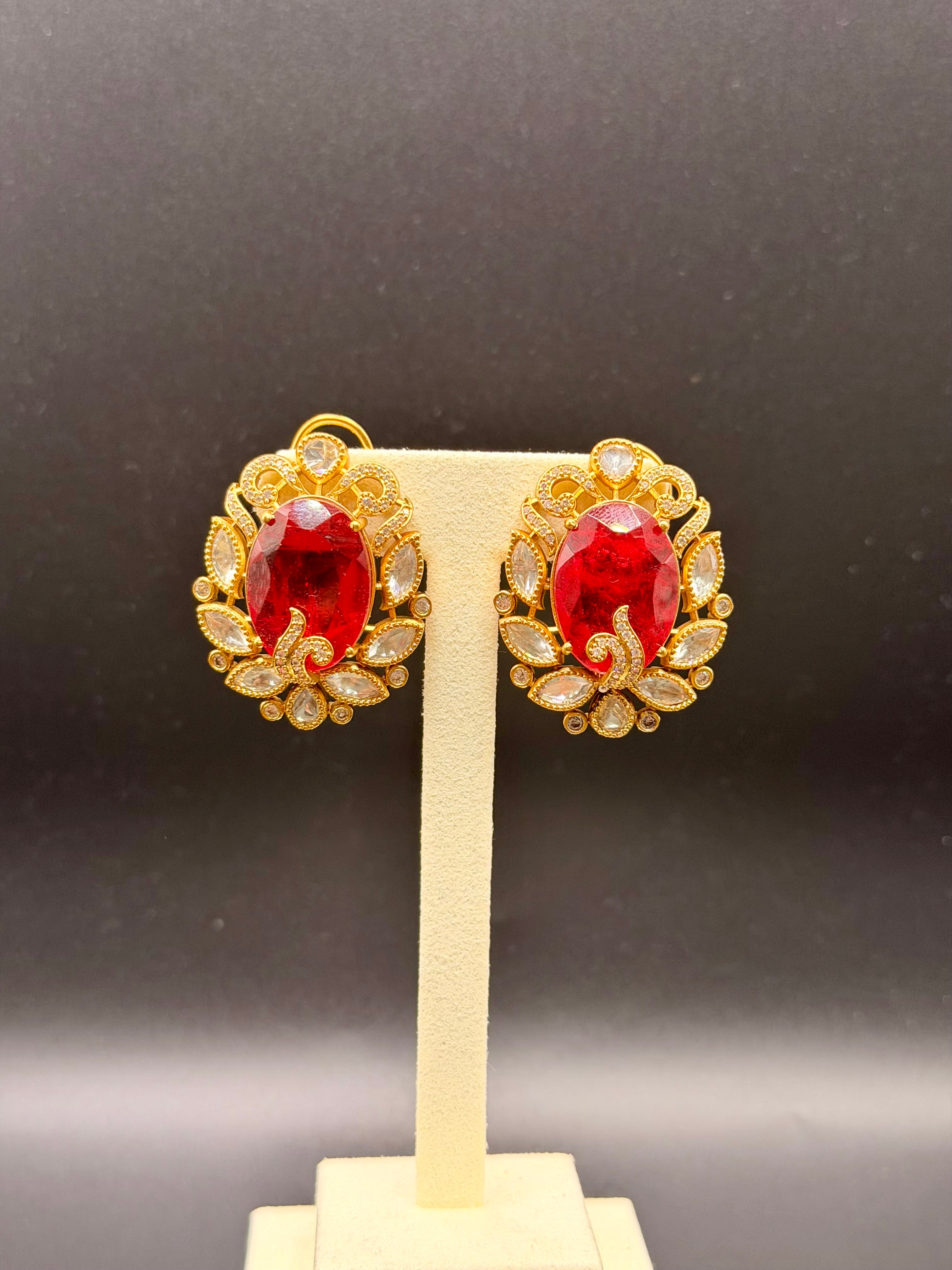 Ruby Moissanite Stud Earrings - Image 1