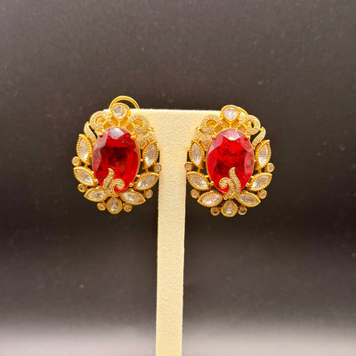 Ruby Moissanite Stud Earrings