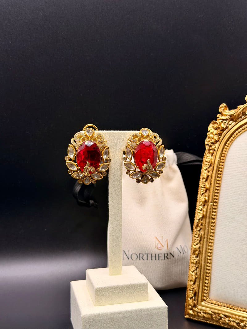 Ruby Moissanite Stud Earrings - Image 2