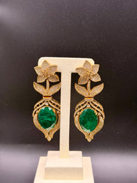 Floral Cut Emerald Drop Earrings