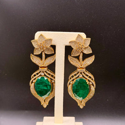 Floral Cut Emerald Drop Earrings